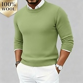cheap Men's Wool Sweater-Men's Premium Pure Wool Cashmere Crewneck Sweater Classic Knit Pullover Jumper Soft Warm Breathable
