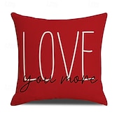 baratos Cuscini, inserti e coperture-Valentine's Day Throw Pillow Cover, Holiday Letter Print Cushion for Sofa, Home Decor, Cozy Decorative Pillow for Living Room, Bedroom, and Office