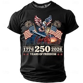 ieftine Tricouri patriotice 250-4 iulie 2026 250 de ani Ziua Memoriei T-shirt Bărbați cu imprimeu 3D Steagul SUA cu guler rotund și mânecă scurtă De Zi cu Zi