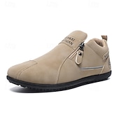 economico Scarpe Casual Slip-On-scarpe slip-on beige da uomo con tomaia morbida: comode scarpe da tutti i giorni per un abbigliamento casual e un comfort che dura tutto il giorno