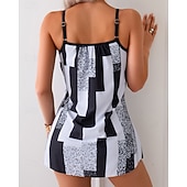 abordables Surfing Tankinis &amp; Bikinis-Women's Ruched Swimsuit Tankini Sets Rash Guard Swimwear Black UPF 50+ Sleeveless - Surfing Beach Swimming Summer
