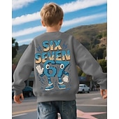 cheap Boy's 3D Funny Humor-Unisex Boys' 3D Graphic Funny Slang 67 Sweatshirt Pullover Long Sleeve 3D Print Spring Fall Active Fashion Streetwear Kids 4-12 Years Crew Neck Casual Daily Outdoor Regular Fit