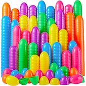 voordelige Pasen-50/100 stuks 2,3 inch paaseieren, lege plastic eieren, vulbaar, kleurrijke, heldere eierschalen, bulkverpakking voor paasjacht, het vullen van traktaties, feestartikelen, mandvullingen, prijzen voor