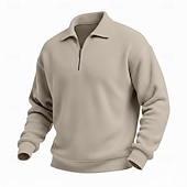 abordables Sweat-shirts basiques-Homme Sweat-shirt Sweat-shirt gaufré Sweat à capuche Sweat-shirt quart de fermeture éclair Rouge vin Col montant Uni Texturé Occasionnel Quotidien Sport &amp; Loisir Streetwear Frais Vêtements de sport