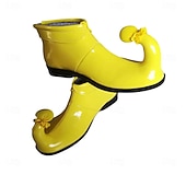 abordables Zapatos de hombre-Zapatos de payaso a rayas de Mardi Gras para hombres rojos y amarillos punta puntiaguda con tacón curvado divertido ajuste cómodo perfectos para carnaval y disfraces de payaso