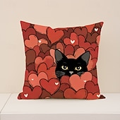halpa Heitä tyynyt, insertit ja kannet-Ystävänpäivän kissakuvioinen tyynynpäällinen, sydänkuvioinen koristetyyny, täydellinen sohvalle, olohuoneeseen, makuuhuoneeseen, ihanteellinen romanttisen lomatunnelman luomiseen ja viihtyisään