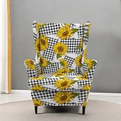 abordables Funda para silla con respaldo-Funda para sillón orejero de poliéster con estampado geométrico, a rayas y flores, para sala de estar, dormitorio y oficina en casa.