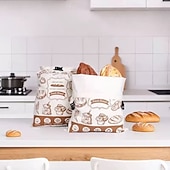 voordelige Keukenopslag-Set van 2 katoenen broodzakken met TPU-drukknoopsluiting, herbruikbare verpakkingstas voor gebak, milieuvriendelijke stoffen brood-, sandwich- en gebaksbewaarzak, duurzame keukentas