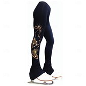 お買い得  フィギュアスケート用パンツとレギンス-フィギュアスケート パンツ 女性用 女の子 アイススケート ボトムズ ブラック ピンク ブルー 伸縮性あり 訓練 競技大会 スケートウェア 保温 クリスタル・ラインストーン アイススケート フィギュアスケート