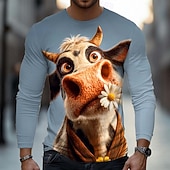  Herren Tiermotiv Tiger Lustig T Shirt Langarm T-Shirt 3D-Druck Rundhalsausschnitt Hemd Mode Basic Lässig Täglich Straße Blau Blau 2# Khaki Sommer Frühling Bekleidung S M L XL XXL XXXL