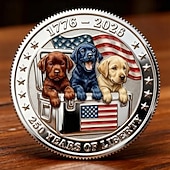 Недорогие 250-летие США-Памятные монеты США к 250-летию, трехцветные, с изображением патриотических собак, коллекционные монеты к полувековому юбилею, «Родина храбрых», с изображением американского флага и щенка.