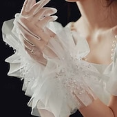 abordables Guantes-Tergal Hasta la Muñeca Guantes Elegante Con Color Puro / Recortado Boda / guante del partido