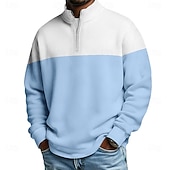  Per uomo Blocco di colori Polo con zip Manica Lunga Magliette polo Colletto alla coreana Casual Scuola Athleisure Ferie Abbigliamento quotidiano Stampa 3D Polo con cerniera a un quarto Primavera