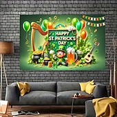お買い得  ホリデータペストリー-聖パトリックの日のタペストリーの背景、レプラコーン &amp;アイルランドをテーマにした要素、聖パトリックの日のパーティーのためのお祝いの壁掛け、楽しいお祝いの室内装飾。