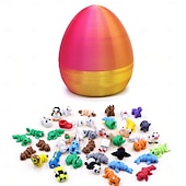 Недорогие Пасха-Пасхальное яйцо, напечатанное на 3D-принтере, с 10 случайными миниатюрными животными внутри, подвижные игрушки, наполнители для пасхальных корзин, забавные коллекционные подарки для детей и взрослых,
