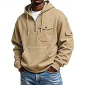 economico felpe con cappuccio da uomo di base-Per uomo Felpa con cappuccio Maglione Felpa con cappuccio e zip corta Felpa con cappuccio in pile Grigio chiaro Con Cappuccio Semplice Tasca Quotidiano Sport &amp; Outdoor Ferie Streetwear Abbigliamento