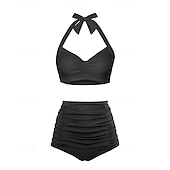 economico Surfing Tankinis &amp; Bikinis-Per donna Costume da bagno Bikini a vita alta con volant 2 pezzi Tropicale Senza schiena Protezione UV Alta elasticità Senza Maniche Costume da Bagno Surf Immersione Snorkeling Estate