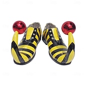 abordables Zapatos de hombre-Zapatos de payaso a rayas de Mardi Gras para hombres rojos y amarillos punta puntiaguda con tacón curvado divertido ajuste cómodo perfectos para carnaval y disfraces de payaso