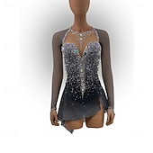 economico Abiti da Pattinaggio Artistico-Abito da pattinaggio artistico Per donna Ragazze Pattinaggio sul ghiaccio Vestito Black Sliver Foro per il pollice Schiena aperta Rete Alta elasticità Allenamento Competizione Vestiti da pattinaggio
