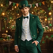 cheap Outerwear-St.Patrick 2026 Retro Vintage Punk &amp; Gothic Coat Pants Cosplay Costume Ebenezer Scrooge Dickens Vampire Elf Gentleman Fancy Dress Men's Steampunk Christmas Carnival Saint Patrick's Day Party / Evening