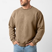 abordables Sudaderas Básicas_-Hombre Sudadera Sudadera Con Capucha Negro Morado Verde Trébol Caqui Café Cuello Barco Cuello Mao Plano De Gran Tamaño Casual Diario Deporte Vintage Ropa de calle Fresco Primavera &amp; Otoño Otoño