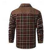 economico Giubbotti e cappotti da uomo-Per uomo Cappotto Invernale Giacca in Pile Giacca Casual Casuale Quotidiano Calore Termico Tasca Bottonato Autunno Inverno Plaid Streetwear Quotidiano Colletto Mao Regolare Rosso Verde scuro Marrone