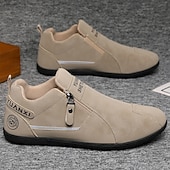 economico Scarpe Casual Slip-On-scarpe slip-on beige da uomo con tomaia morbida: comode scarpe da tutti i giorni per un abbigliamento casual e un comfort che dura tutto il giorno