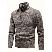 economico maglione pullover da uomo-Per uomo Felpa Maglioni con zip a un quarto Maglione a maglia Maglione lavorato a maglia A Coste Maglia Top Regolari Lavorato a maglia Pile Semplice Zip a un quarto Moda Streetwear Casuale