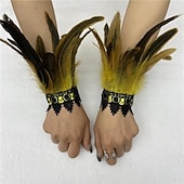 abordables Accesorios-Carnaval 2026 Accesorios de Samba del Carnaval de Río Muñequeras de Plumas Negras con Encaje - Pulseras Elegantes para Fiestas Gatsby Disfraz de Festival de Brasil