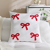 abordables Coussins, inserts et housses-Housse de coussin décorative en velours pour la Saint-Valentin, avec un joli nœud papillon, idéale pour le canapé. Style tendance, douce et moelleuse, parfaite pour le salon et la chambre.
