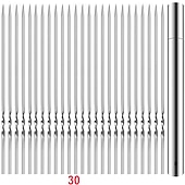 رخيصةأون أدوات وأجهزة المطبخ-أسياخ شواء من الفولاذ المقاوم للصدأ 304 بطول 35 سم / 13.8 بوصة، أسياخ كباب مسطحة مع أنبوب تخزين معدني محمول عريض، أعواد شواء قابلة لإعادة الاستخدام للحوم والروبيان والدجاج والخضروات