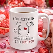 cheap Mugs &amp; Cups-Valentine's Day Gift Mug Your Farts Stink But I Still Love You Mug Funny Ceramic Coffee Cup Humorous Gift for Couples Unique Love Mug for Him &amp; Her