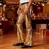 economico Fiammata-Per uomo Pantaloni Pantaloni Eleganti Pantaloni a Zampa Tasca Bottoni Semplice Comodità Feste Palcoscenico Moda Stile Classico Rosso Oro Micro-elastico