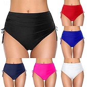 Χαμηλού Κόστους Μπικίνι σλιπ-Γυναικεία Μαγιό 2 κομμάτι Προκλητικό Μαγιό Κορδόνι Διακοπές Ρούχα παραλίας Συμπαγές Χρώμα Αμάνικο Μαγιό