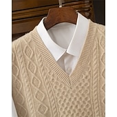 preiswerte Wollpullover für Herren-Herren Pullunder Kleid Pullover Pullover Weste Strickpullover Gerippt Stricken Normale Oberteile Gestrickt Einfach V Ausschnitt Mode Streetwear Geschäft Urlaub Bekleidung Ärmellos Herbst Winter
