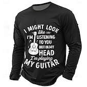  Homens Música Guitarra Gíria engraçada Camiseta Manga Longa Camiseta Impressão 3D Gola Redonda Camisa Moda Diário Básico Casual Diário Rua Azul Preto Vermelho Verão Primavera Roupa S M L XL XXL XXXL