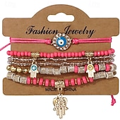 billiga Armband och armringar-Klassisk flätad Blomma Mode Trä Armband Smycken Svart / Rubinrött / Mörkblå Till Dagligen Helgdag Datum