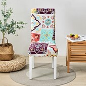 baratos Capa para Cadeira de Jantar-Capa protetora para cadeira de jantar, super ajustável, elástica, removível e lavável, com assento curto, ideal para salas de jantar de hotéis, cerimônias, banquetes e festas de casamento.