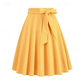 Χαμηλού Κόστους Κάτω-Ρετρό / Βίντατζ Δεκαετία του 1950 Ροκμπίλι Μέχρι το γόνατο Swing Φούστα Φανταχτερή Φόρεμα Γυναικεία Causal Καθημερινά Ρούχα Πάρτι Τσαγιού Ενήλικες Φούστα