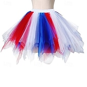  250-jähriges Jubiläum USA Retro Vintage 1980er Reifrock Krinoline Tutu Unterrock Kostüm Damen Karneval 2026 Karnevalskostüm Maskerade Unabhängigkeitstag 4. Juli Erwachsene Rock