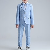 abordables Costumes et Tenues de Porteur d'Anneau-Costume quatre pièces pour garçon d'honneur, avec blazer. &amp; pantalon  &amp;chemises &amp;Costume garçon avec cravate, tenue formelle, décontractée, pour les fêtes en extérieur, mode, basique, à carreaux,