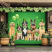 Недорогие Праздничные гобелены-Накидка на гаражные ворота ко Дню Святого Патрика, очаровательные собачки в шапках лепреконов с клевером, праздничное украшение для улицы к празднованию Дня Святого Патрика.