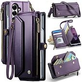 cheap Samsung Cases-Phone Case For Samsung Galaxy Z Fold 7 Wallet Case with Lanyard with Wrist Strap Kickstand TPU PU Leather