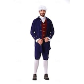  250. rocznica USA Rokoko Barok Stroje Długie rękawy George Washington Kolonialne Wojna o niepodległość Strój na bal maskowy Męskie Karnawał Dzień Niepodległości 4 lipca Doroślu Płaszcz Spodnie