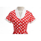 baratos Dresses-1950s Retro Vintage Rockabilly Midi Swing Dress Flare Dress Short Sleeves Polka dots Fit &amp; Flare Fancy Dress Women's Carnival Valentine's Day Casual Homecoming Retro Theme Party Adults' Dress Spring