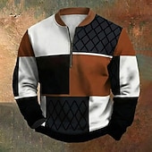 halpa Geometrinen kuvio-Miesten College Quarter vetoketjullinen collegepaita Musta Puolivetoketju Väripalikka Urheilu ja ulkoilu Päivittäin Pyhäpäivä Polyesteri Vintage Katutyyli Vapaa-aika 봄 &amp; Syksy Vaatetus Hupparit paidat