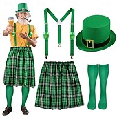 cheap Men's Clothing​-St. Patrick 2026 Leprechaun Shamrock Irish Carnival Fancy Costume Kilts Y-Back Suspenders Novelty Funny Adults' Men's Saint Patrick's Day Casual Party Easy Carnival Costume Dress Up