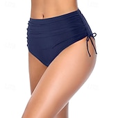 Χαμηλού Κόστους Μπικίνι σλιπ-Γυναικεία Μαγιό 2 κομμάτι Προκλητικό Μαγιό Κορδόνι Διακοπές Ρούχα παραλίας Συμπαγές Χρώμα Αμάνικο Μαγιό