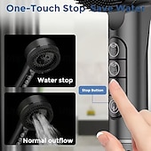 Χαμηλού Κόστους Σετ αξεσουάρ μπάνιου-5 τεμάχια χειροκίνητη κεφαλή ντους υψηλής πίεσης, τέσσερις λειτουργίες ψεκασμού, κεφαλή ντους με σταγόνες νερού ιόντων, επιτοίχια τοποθέτηση, με διακόπτη on/off, φιλτραρισμένο μασάζ ντους με λάστιχο