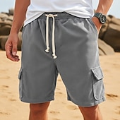 billige Hverdagsshorts-Herre Cargoshorts Sommershorts Strandshorts Casual shorts Corduroy shorts Snorer Elastisk midje Helfarge Komfort Knelengde Daglig utendørs Gateklær Ferie Mote Navyblå Kakifarget Mikroelastisk